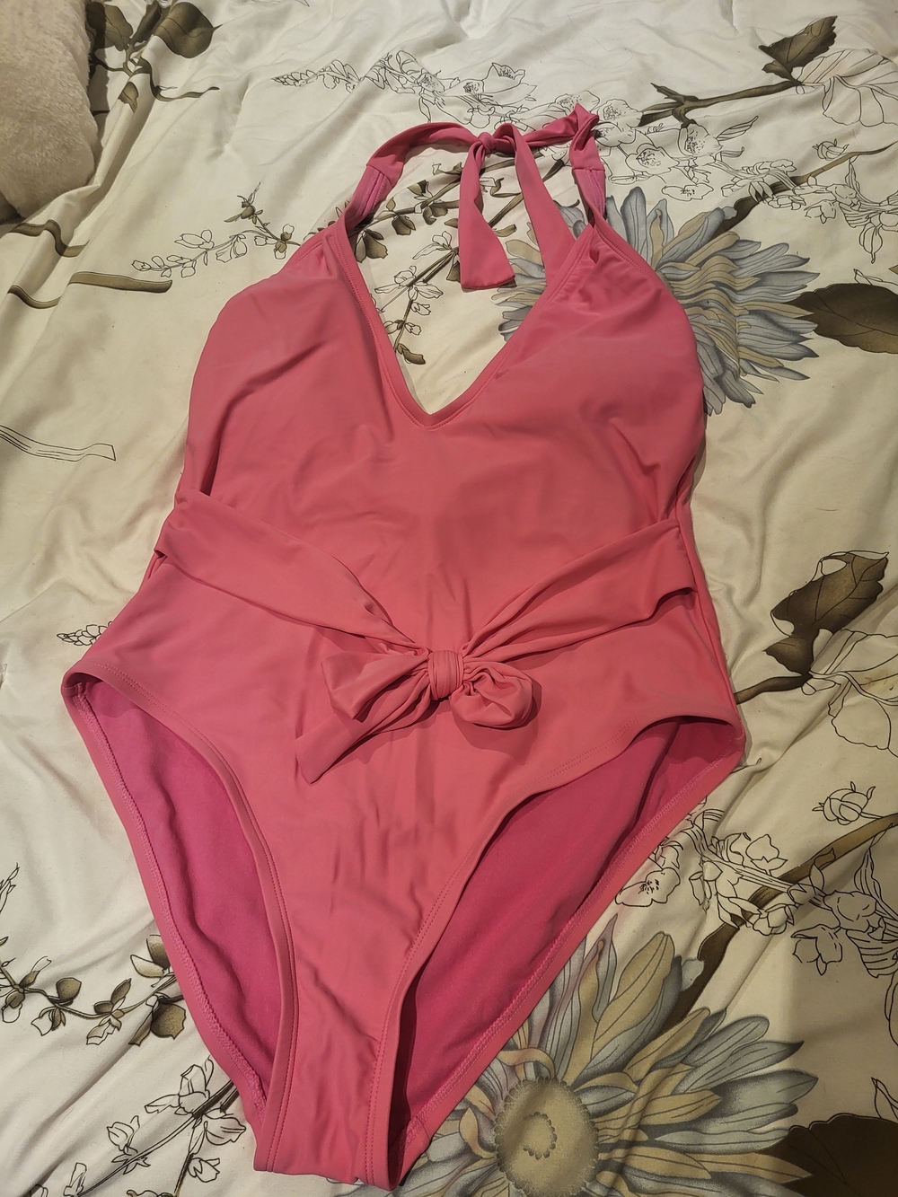 Target Pink Halter One-Piece Swimsuit with Waist Tie